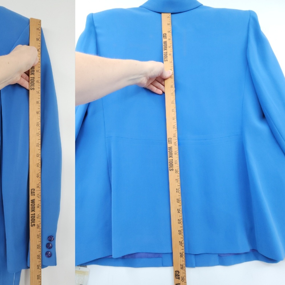 Jones New York Skirt Suit 16W Silk Blue 3 Button Business Office Luxury NEW $352 - Picture 10 of 15